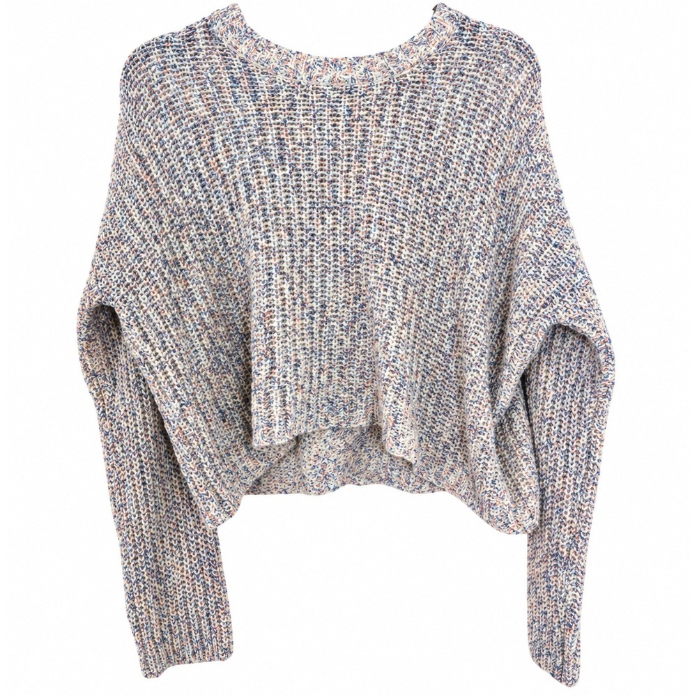Moon & Madison Womens Small Multicolor Space Dye Open Knit Cropped Sweater